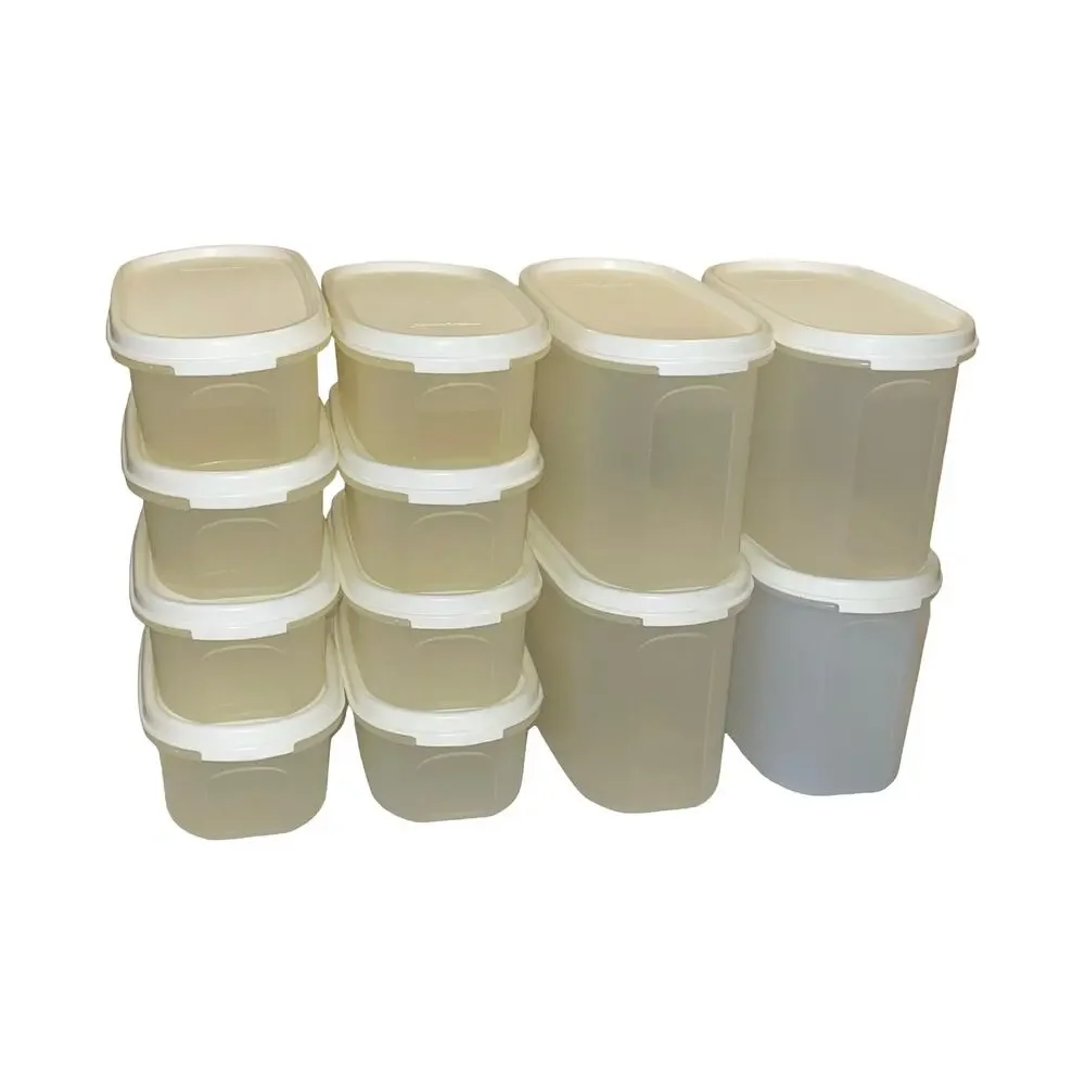 Tupperware Modular Mates Set 12 White Lids Oval 1 & 2 Food Storage Container USA